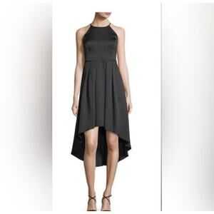 Aidan by Aidan Mattox Womens Black Textured Hi-Low Cocktail Dress Lined Size 0
